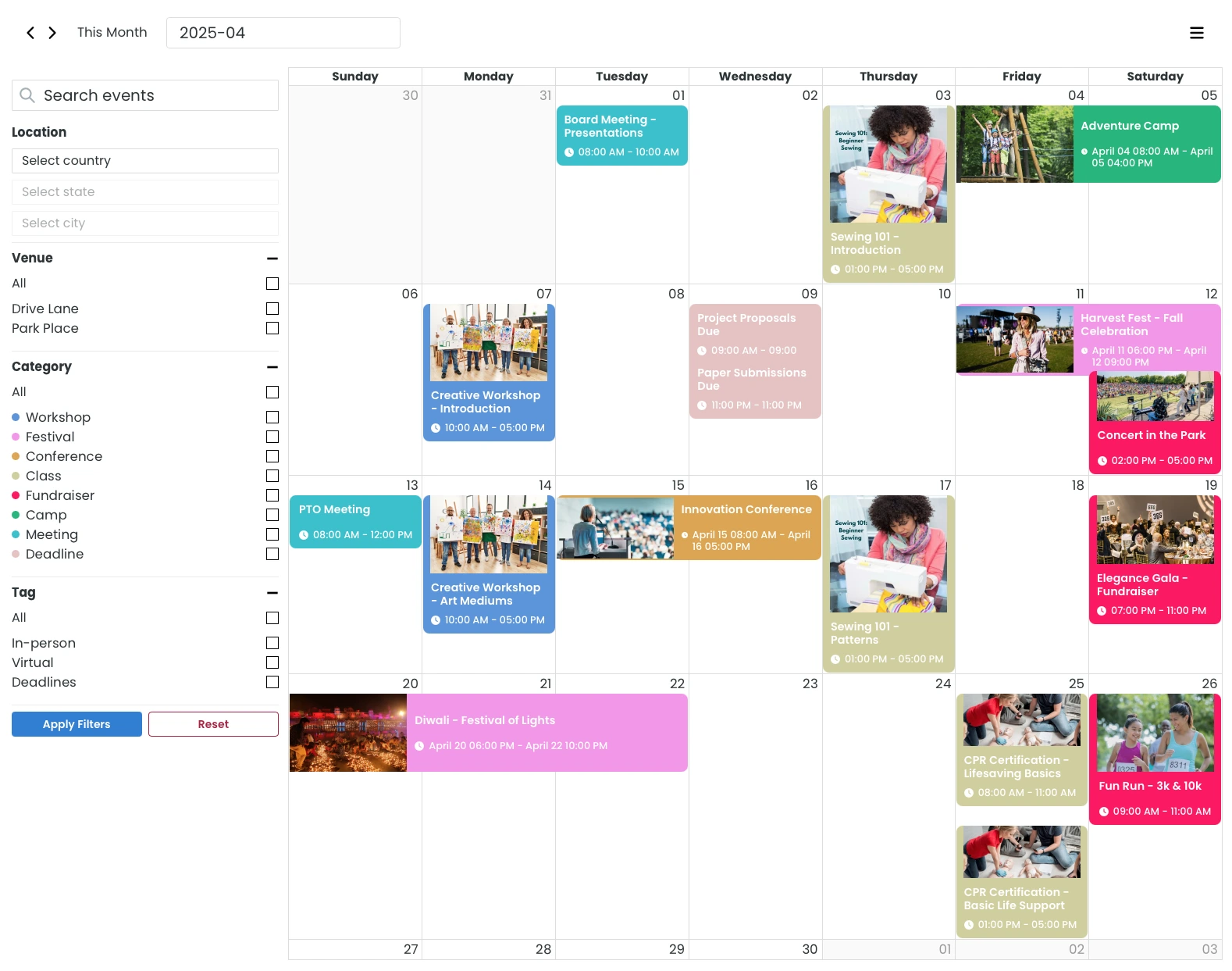 Calendar+ Month View Desktop Layout.